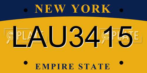 LAU3415 New York License Plate