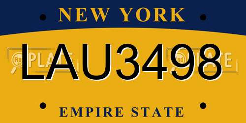 LAU3498 New York License Plate