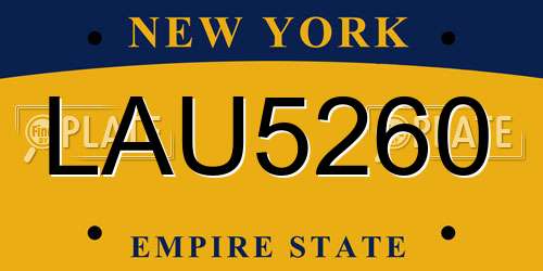 LAU5260 New York License Plate
