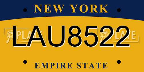 LAU8522 New York License Plate
