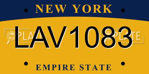 LAV1083 New York License Plate