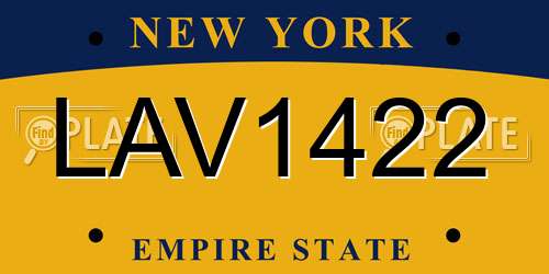 LAV1422 New York License Plate