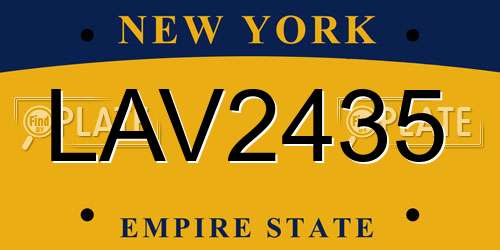 LAV2435 New York License Plate