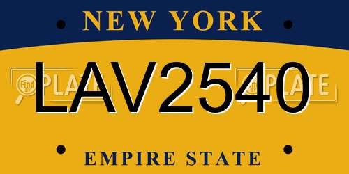 LAV2540 New York License Plate