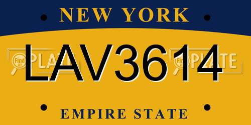 LAV3614 New York License Plate