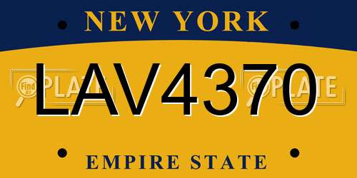 LAV4370 New York License Plate