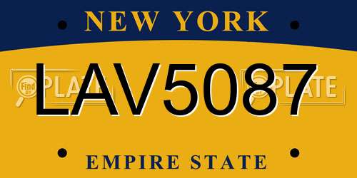 LAV5087 New York License Plate