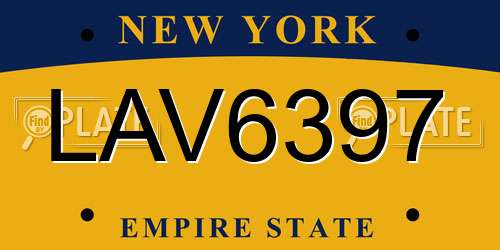 LAV6397 New York License Plate