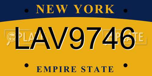LAV9746 New York License Plate