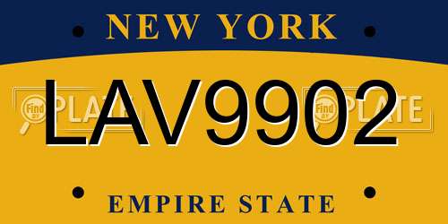 LAV9902 New York License Plate