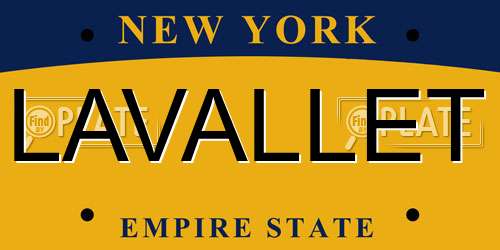 LAVALLET New York License Plate