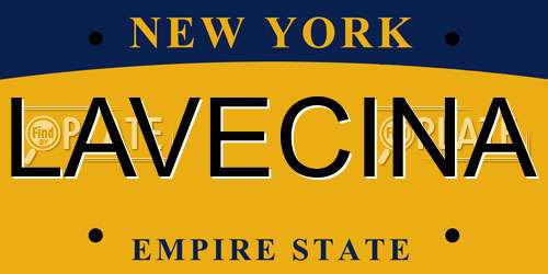 LAVECINA New York License Plate