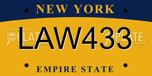 LAW433 New York License Plate