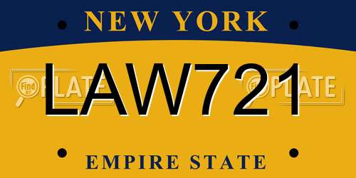 LAW721 New York License Plate