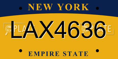 LAX4636 New York License Plate