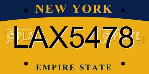 LAX5478 New York License Plate