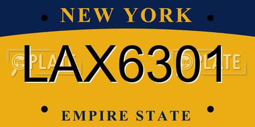 LAX6301 New York License Plate