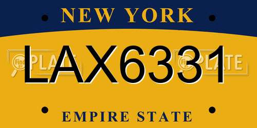 LAX6331 New York License Plate