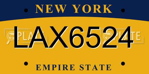LAX6524 New York License Plate