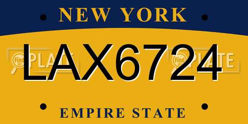 LAX6724 New York License Plate