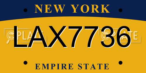LAX7736 New York License Plate