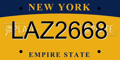 LAZ2668 New York License Plate