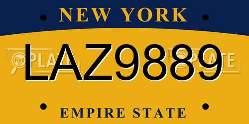 LAZ9889 New York License Plate