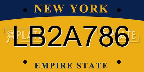 LB2A786 New York License Plate