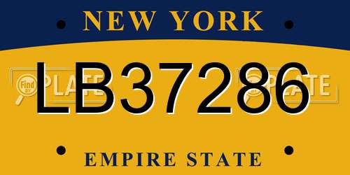 LB37286 New York License Plate