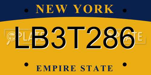 LB3T286 New York License Plate