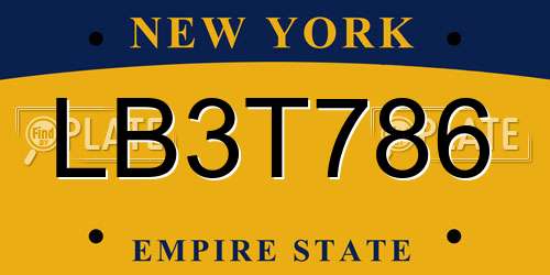LB3T786 New York License Plate