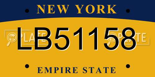 LB51158 New York License Plate