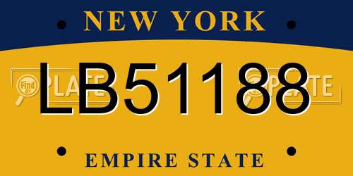 LB51188 New York License Plate