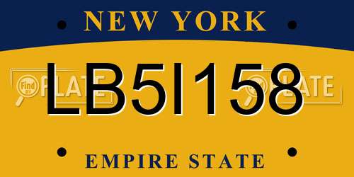 LB5I158 New York License Plate