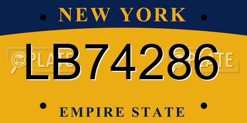 LB74286 New York License Plate