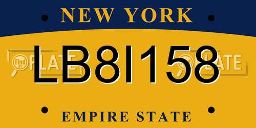 LB8I158 New York License Plate
