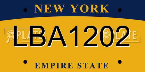 LBA1202 New York License Plate