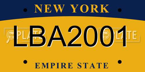 LBA2001 New York License Plate