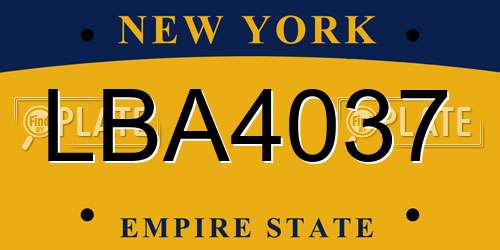 LBA4037 New York License Plate