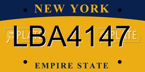 LBA4147 New York License Plate