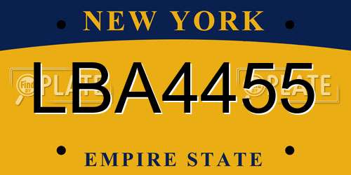 LBA4455 New York License Plate