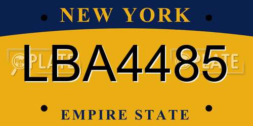 LBA4485 New York License Plate