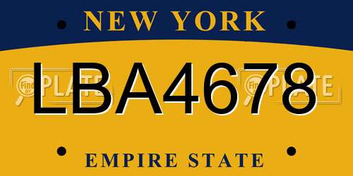 LBA4678 New York License Plate