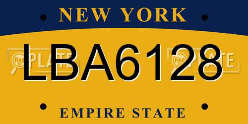 LBA6128 New York License Plate