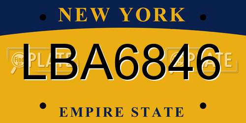 LBA6846 New York License Plate