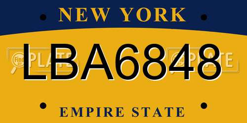 LBA6848 New York License Plate