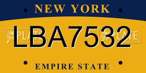 LBA7532 New York License Plate