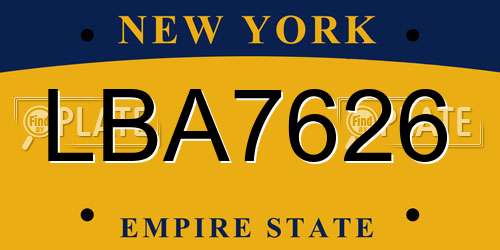 LBA7626 New York License Plate