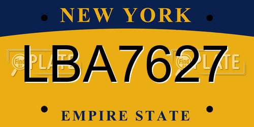 LBA7627 New York License Plate