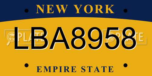 LBA8958 New York License Plate